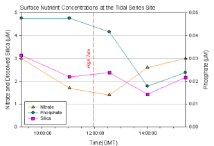 Fig. 16 Surface Nutrient Concentrations over tidal cycle