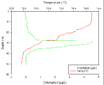 Chlrophyll Temp Profile Station 3.PNG