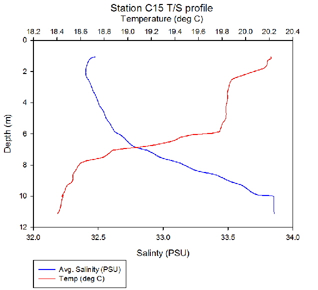 Figure 22: Temperature salinity profile station C15