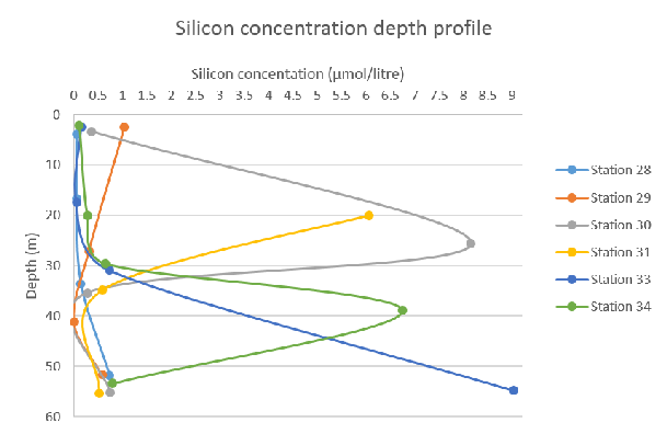 Figure 61: Silicon concentration depth profile for all stations