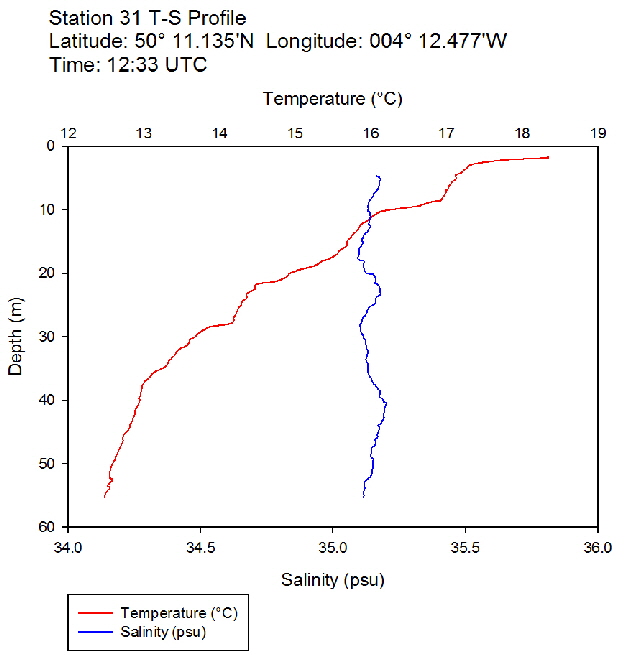 Figure 41: Temperature salinity profile for station 31